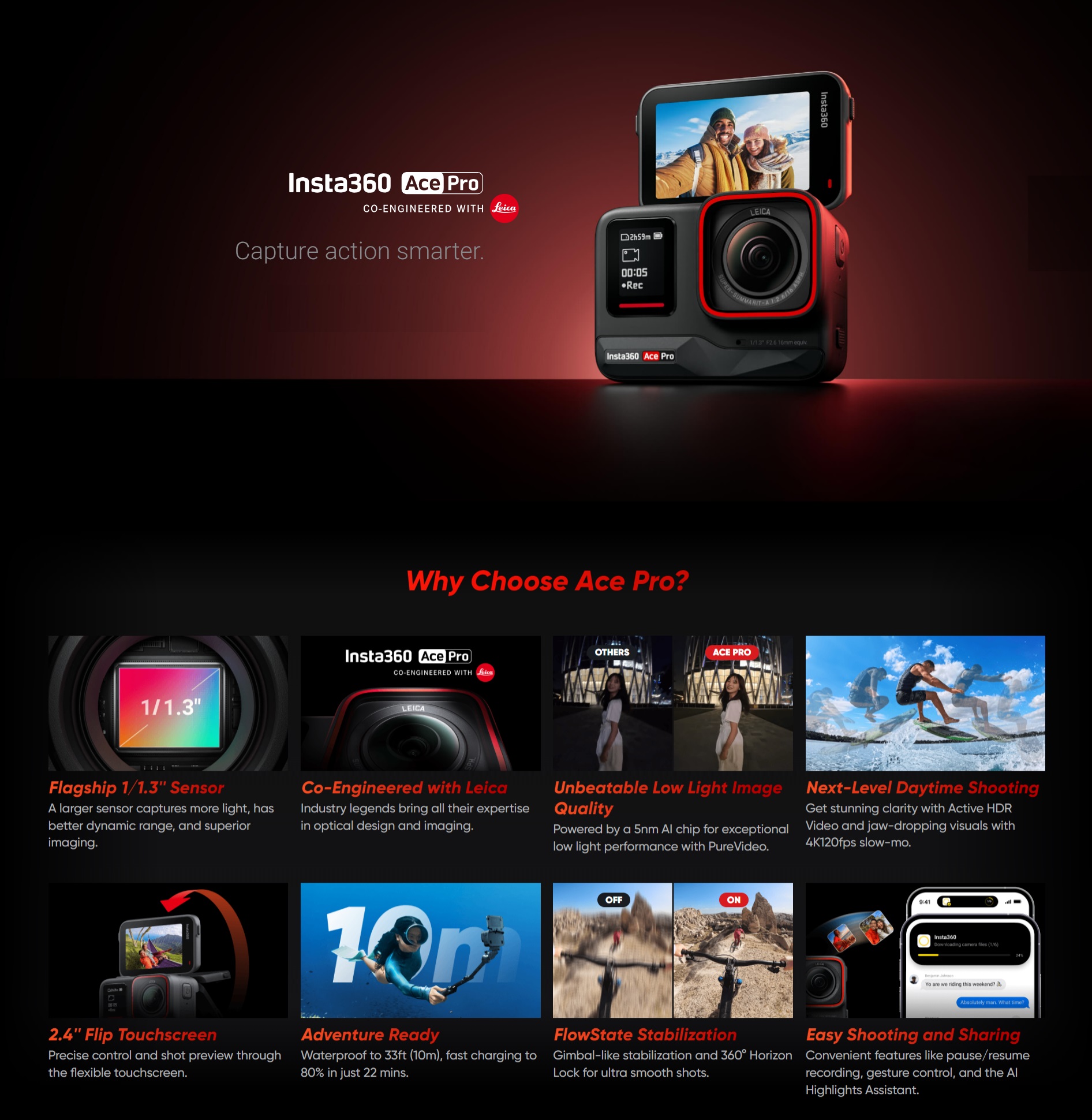 Insta 360 Ace Pro Action Camera - Standalone | Harvey Norman